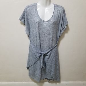 Rebecca Taylor Women Dress Wrap Tie Linen Jersey Heather Gray Stretchy Dolman XS